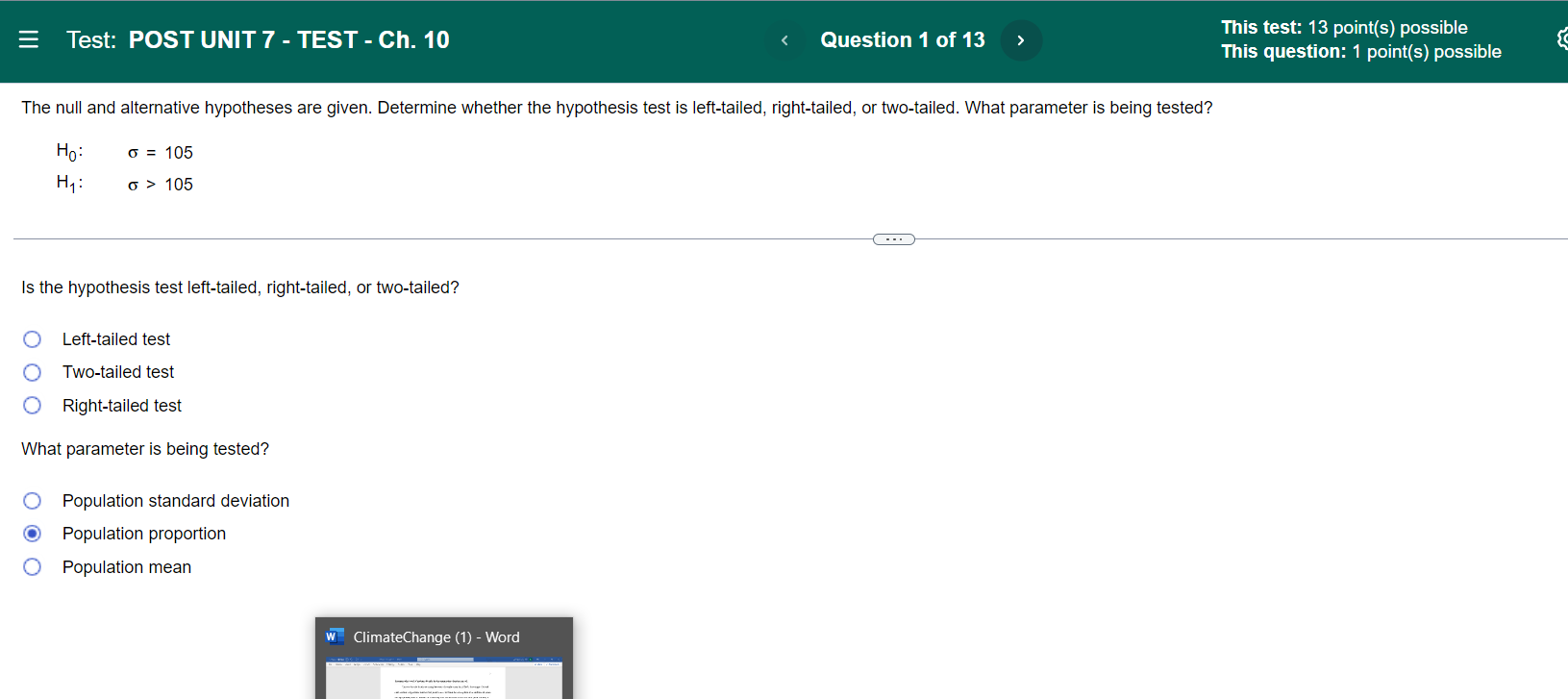 This question: 1 point(s) possible Three years ago, the mean price of