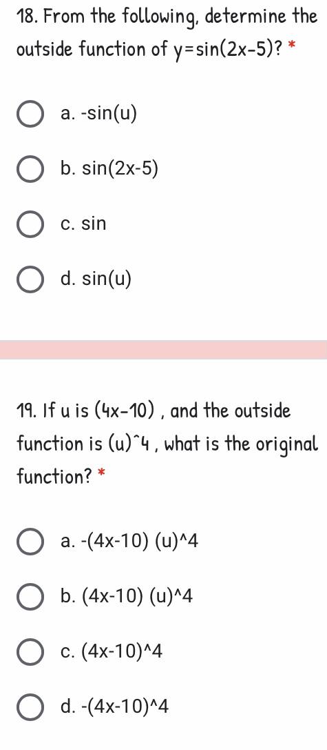 6 sec(3x) tan (3x) 0 b. 6 tan(3x) sec(3x) O c. sec(3x)6