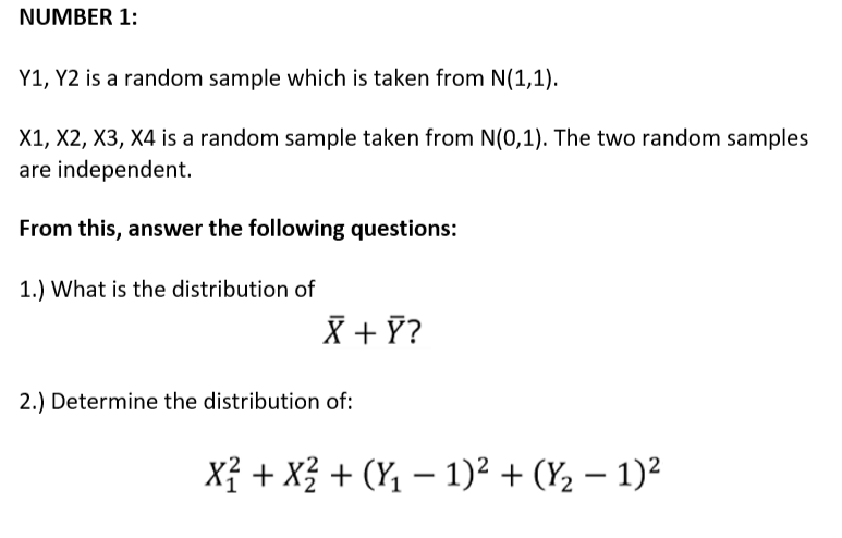  NUMBER 1: Y1, Y2 is a random sample which is taken