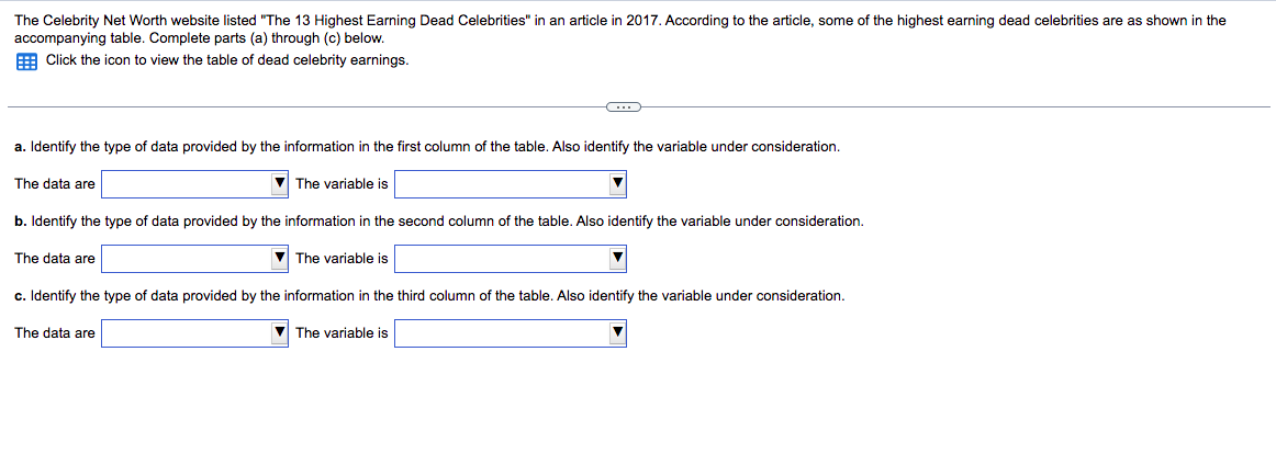 website listed "The '13 Highest Earning Dead Celebrities" in an article in