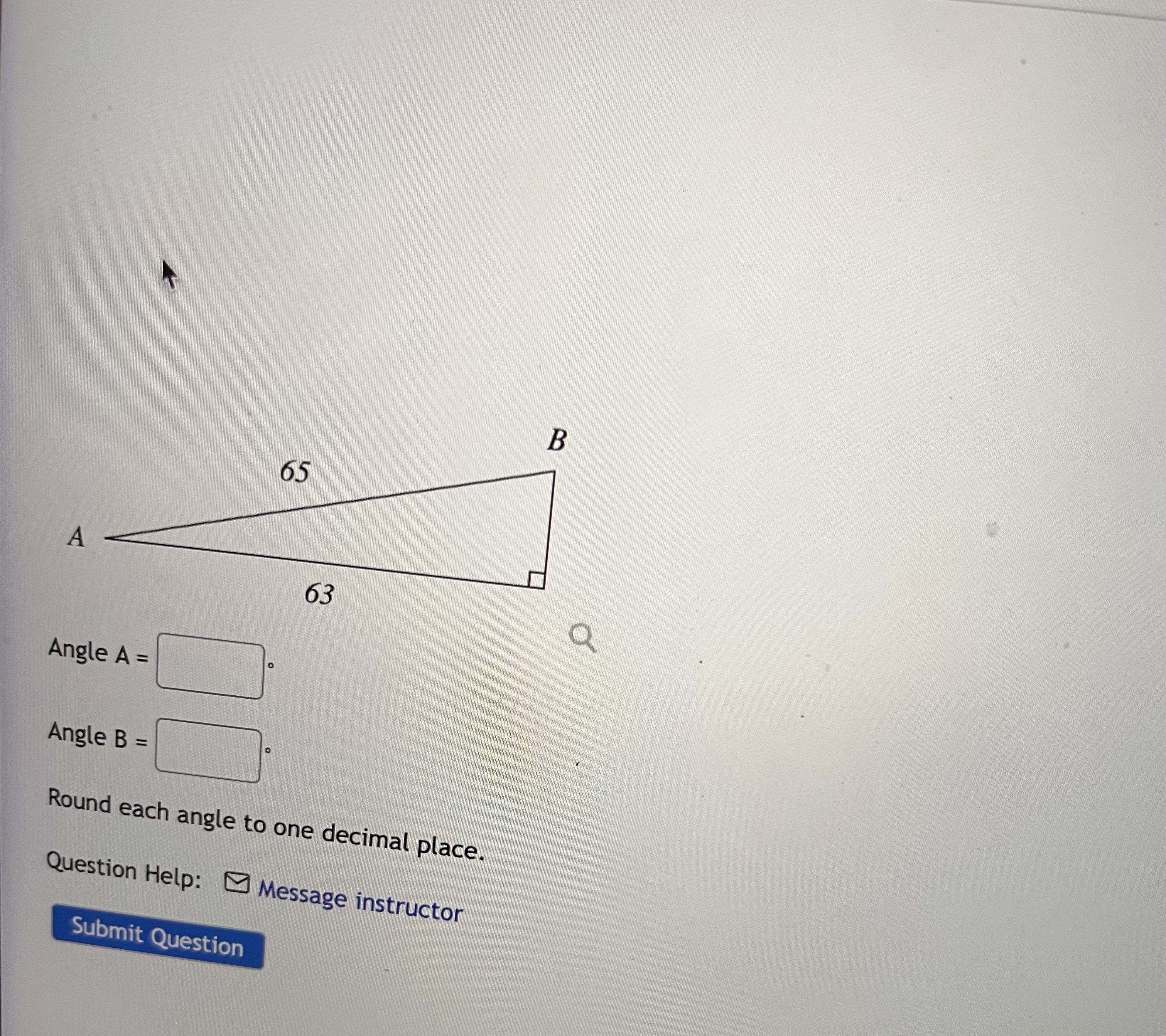 B 65 A 63 Angle A = Angle B = Round