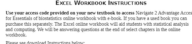 textbook to access Navigate 2 Advantage Acces for Essentials of biostatistics online