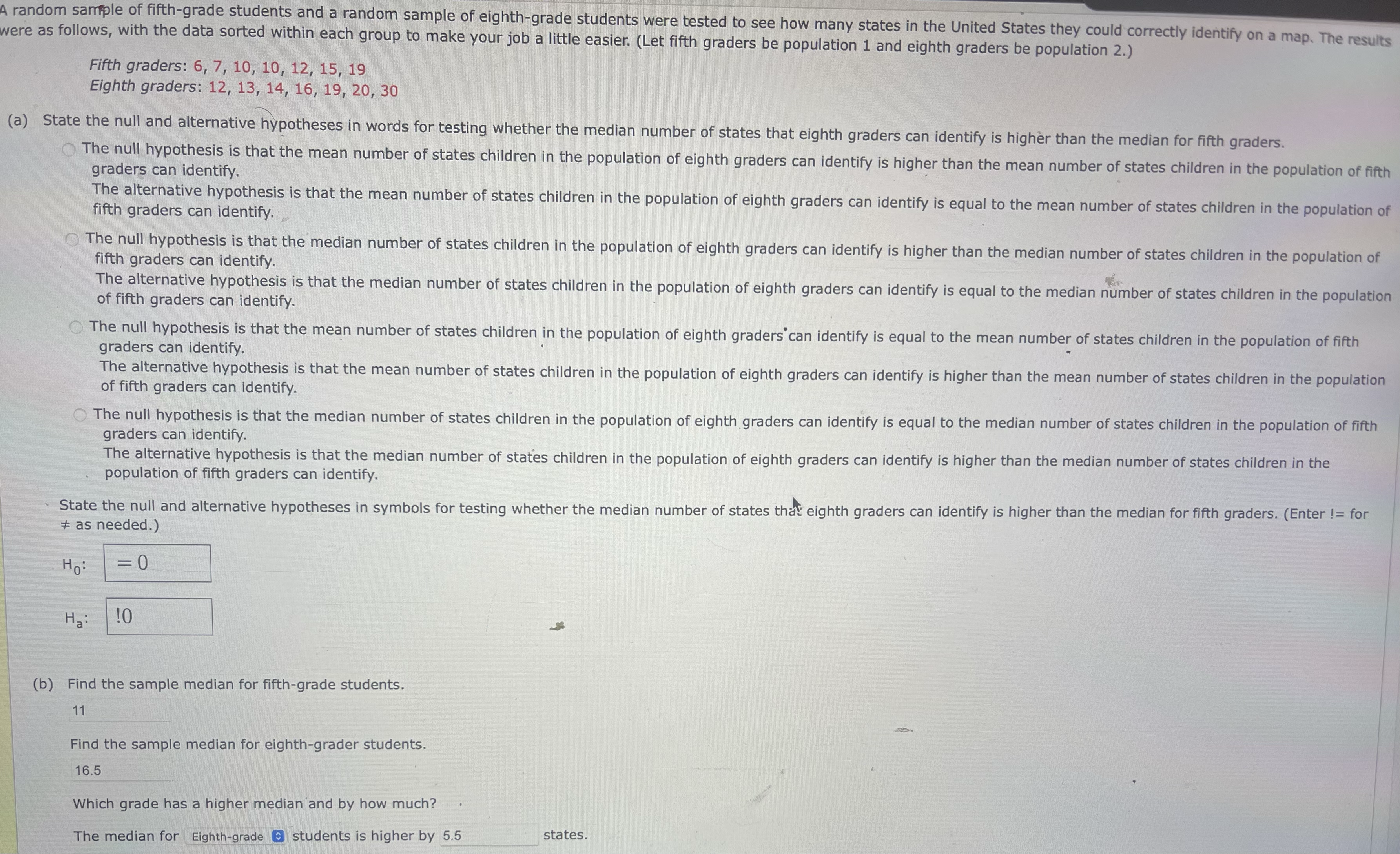 A random sample of fifth-grade students and a random sample of