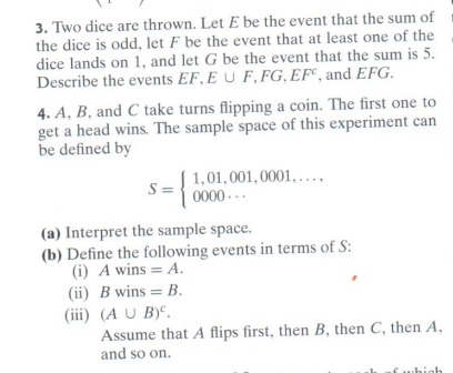 Help me please 3. Two dice are thrown. Let E be the