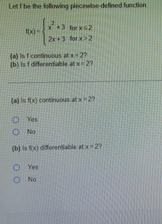 Could I ask for some help with this question, please. Let f