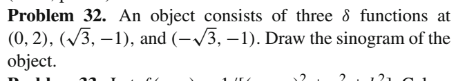 2), (V3, -1), and (-V3, -1). Draw the sinogram of the object