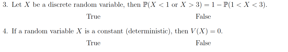 Determine if the given statements are true or false. Please show me