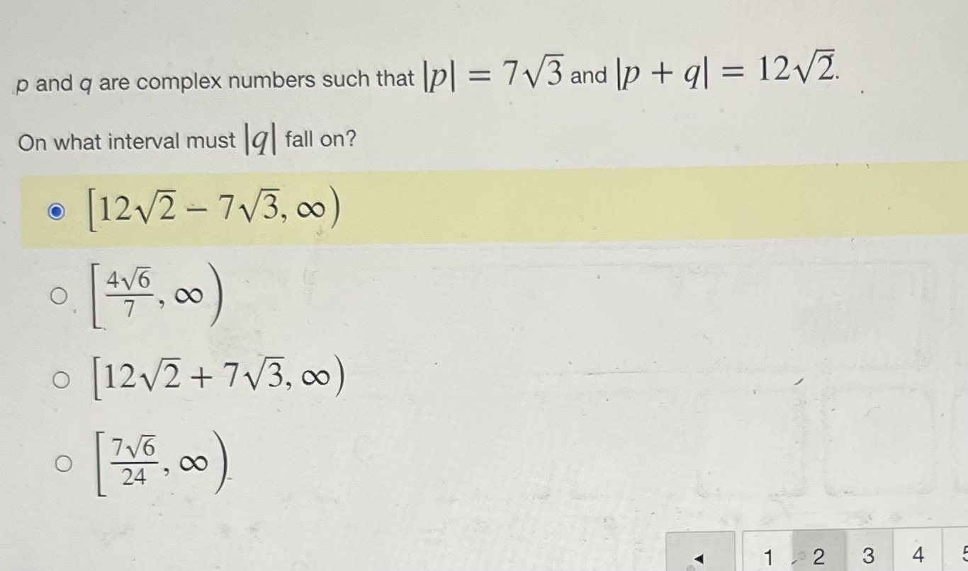 p and q are complex numbers such that |p | =
