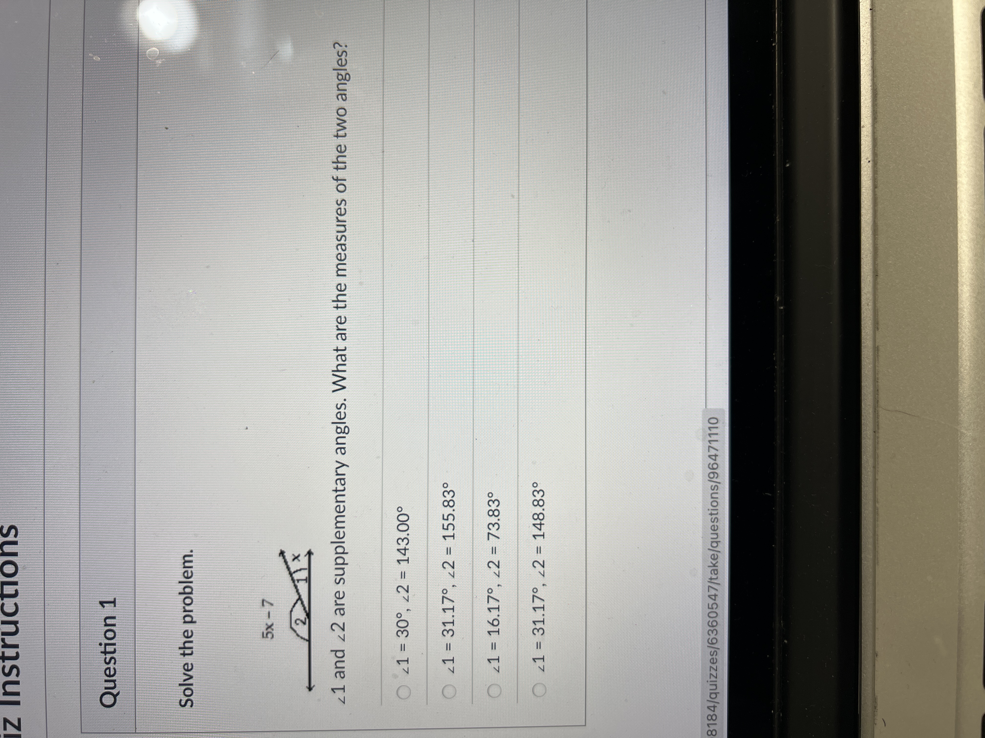 41 and 22 are supplementary angles. What are the measures of the