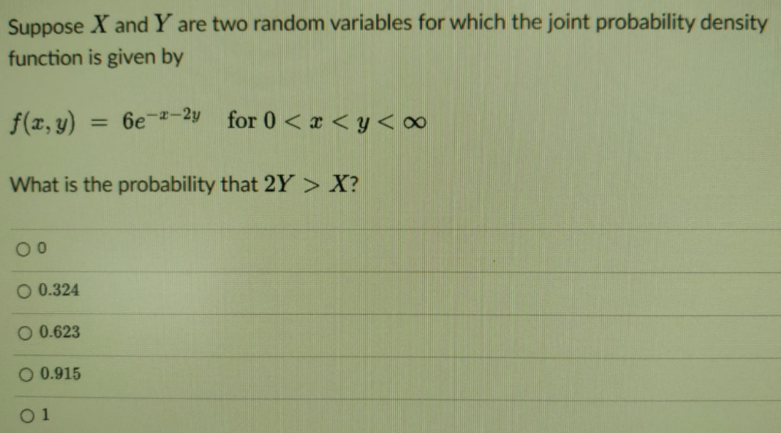 Suppose X and Y are two random variables for which the
