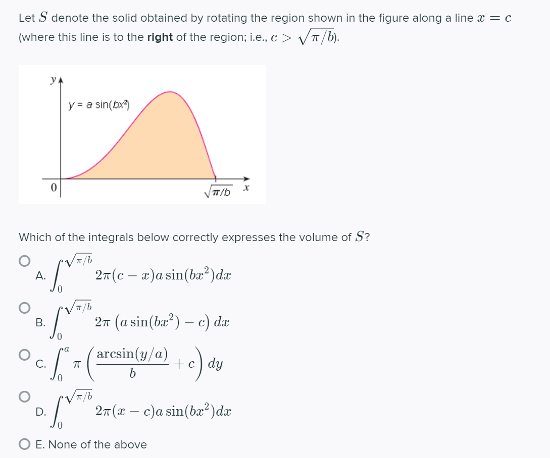  1. Let S denote the solid obtained by rotating the region