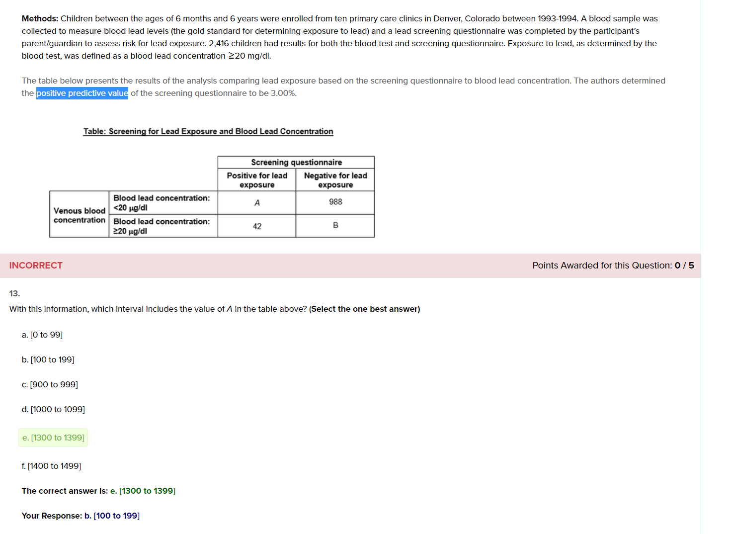 with this information which interval includes the value A in below table