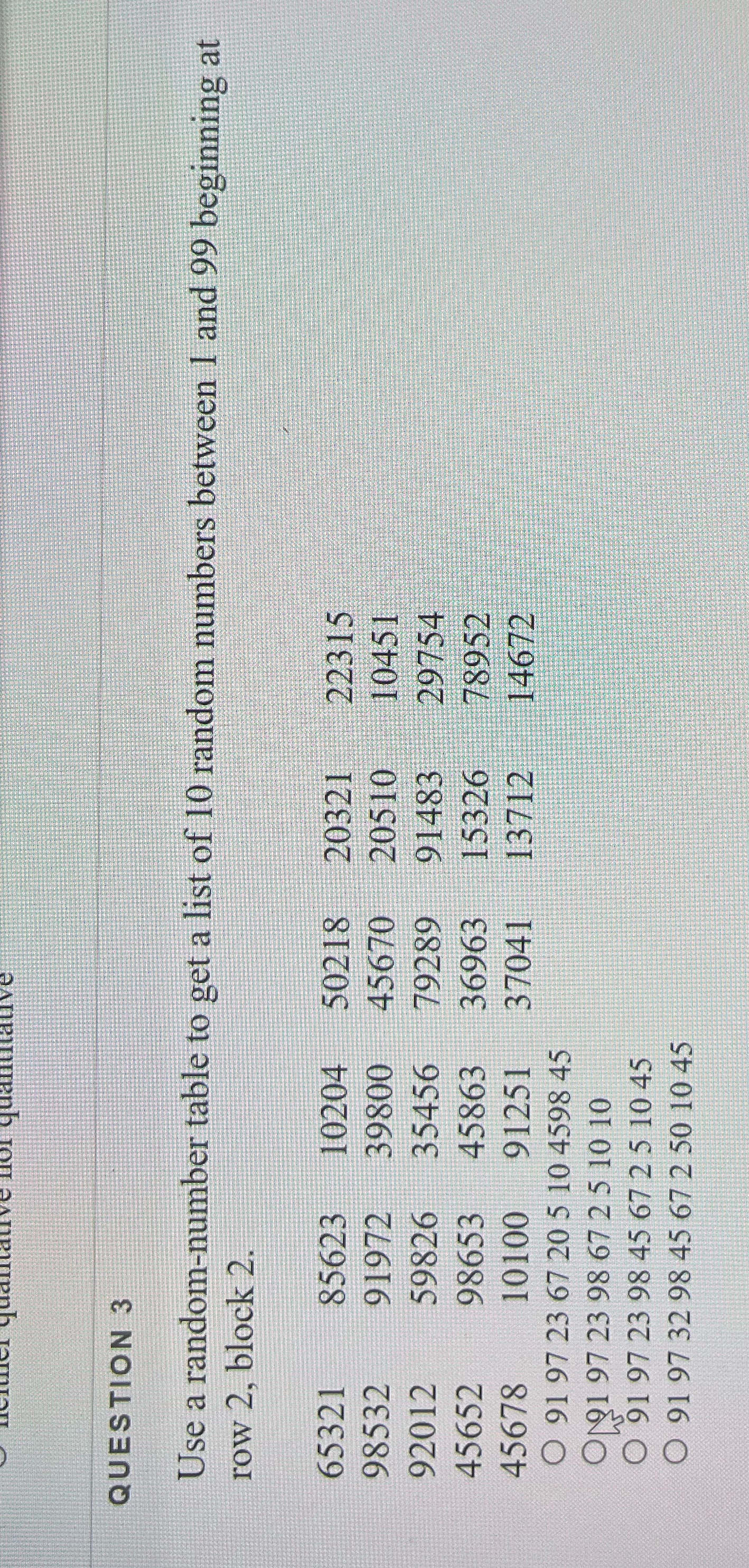 Please help tal QUESTION 3 Use a random-number table to get a