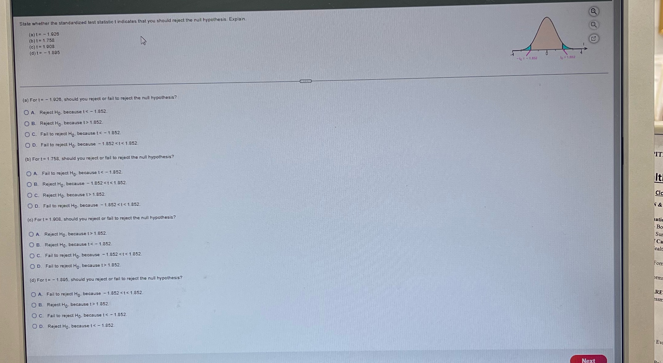 Business stats State whether the standardized test statistic i indicates that you