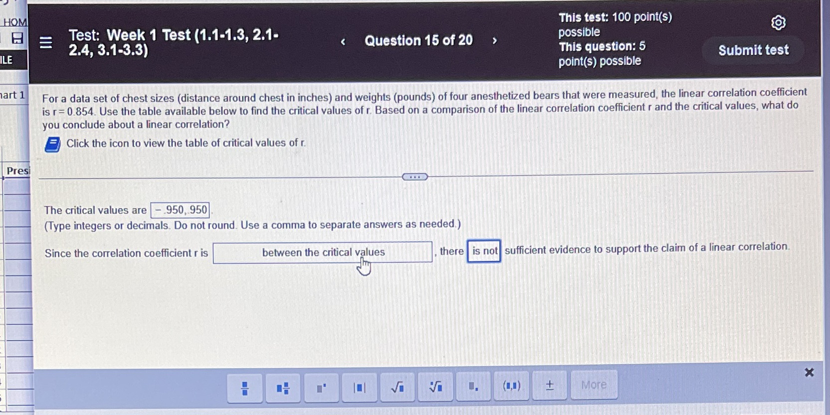 Test: Week 1 Test (1.1-1.3, 2.1. 2.4, 3.1-3.3) Question 150f20 This test: