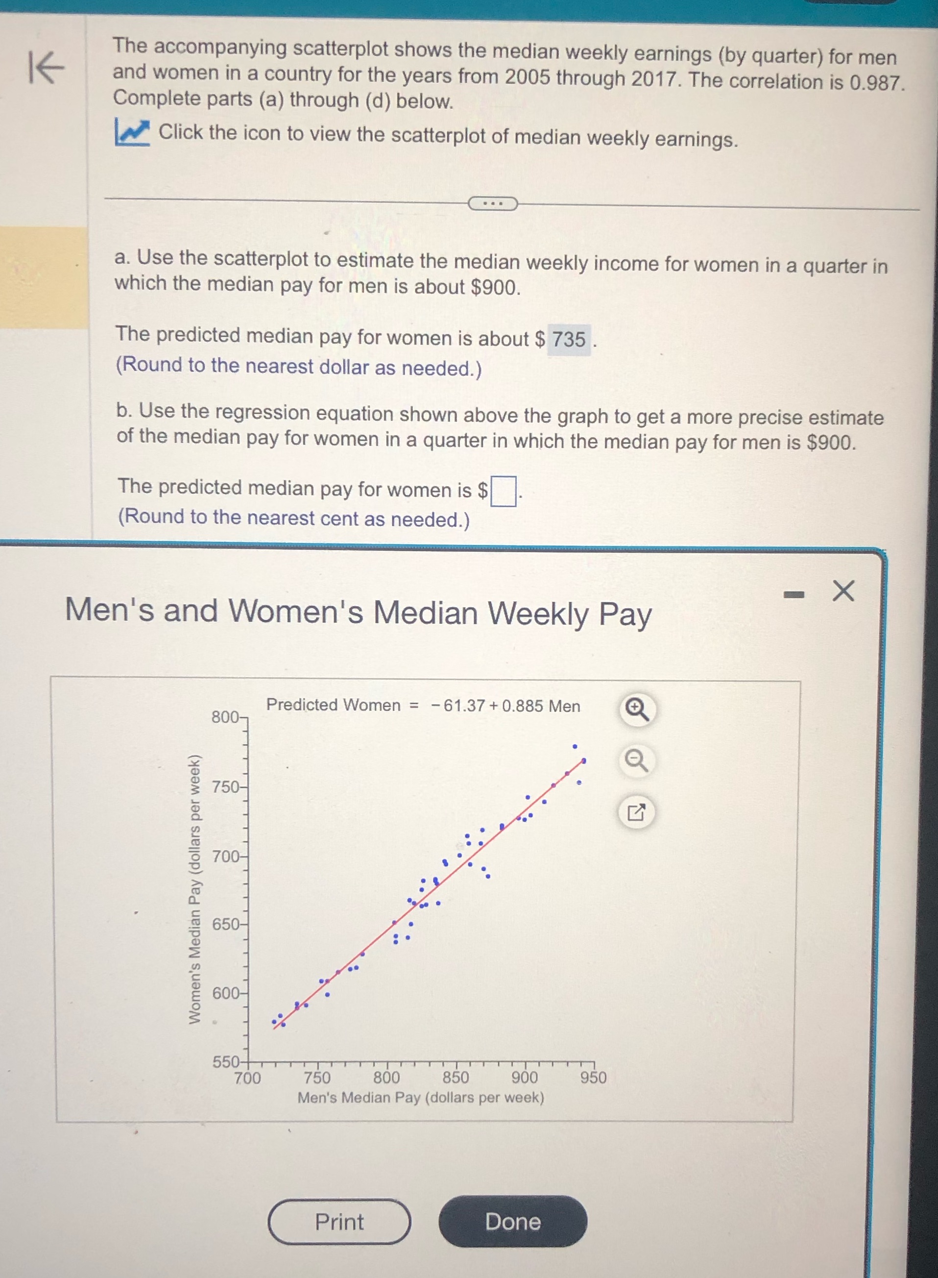 What's the answer for question B '6 The accompanying scatterplot shows the
