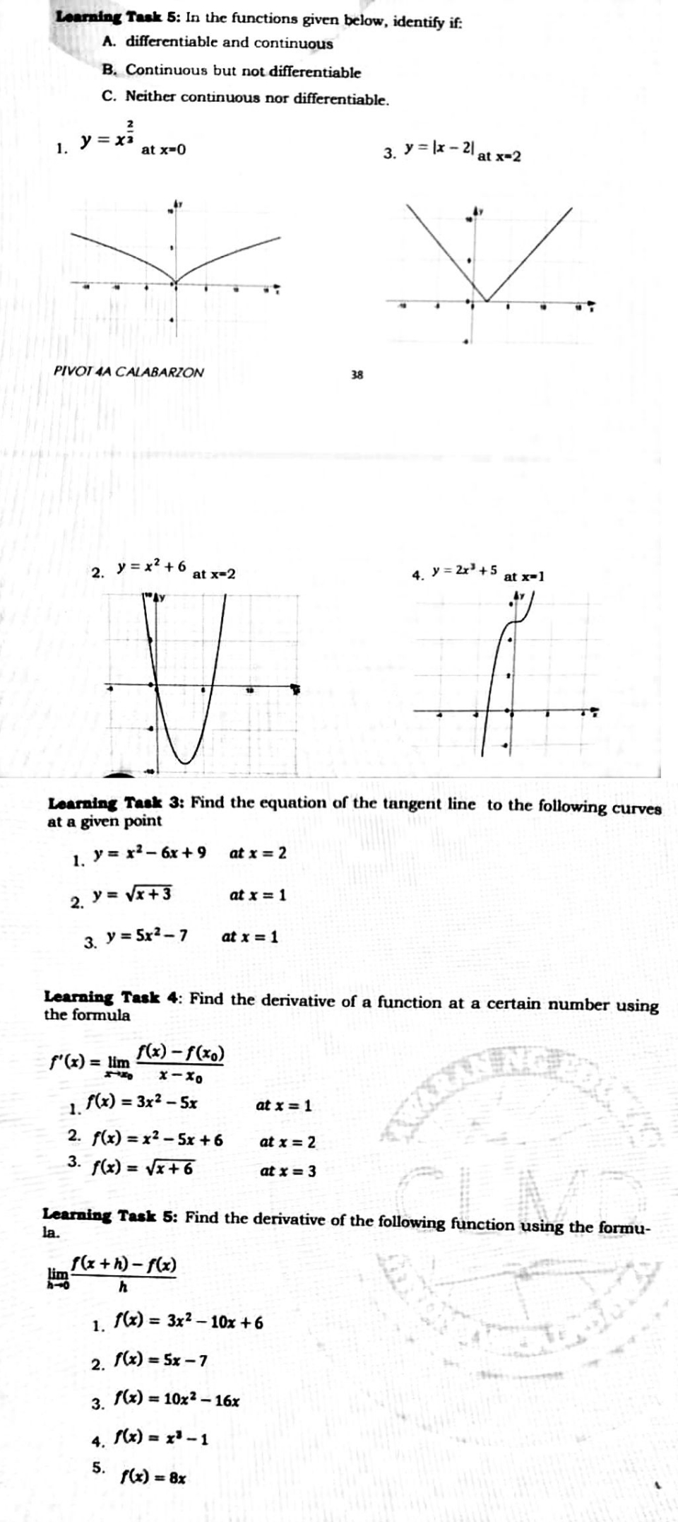 ANSWER THE FOLLOWING WITH SOLUTION Learning Task 5: In the functions given