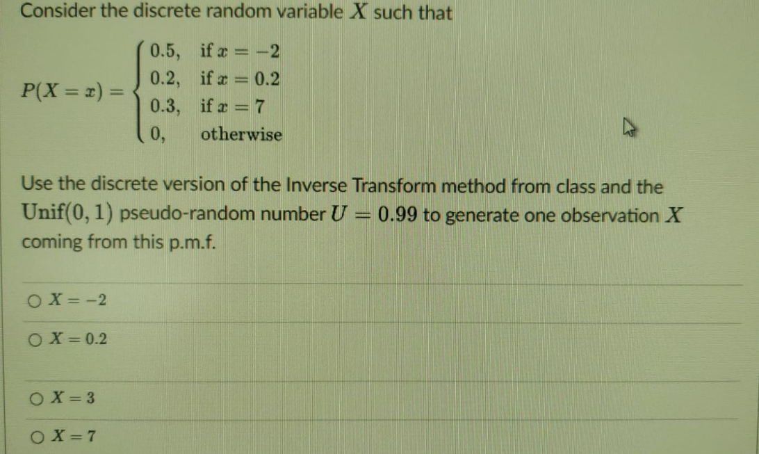 = -2 P(X = I) = 0.2, if x = 0.2 0.3,