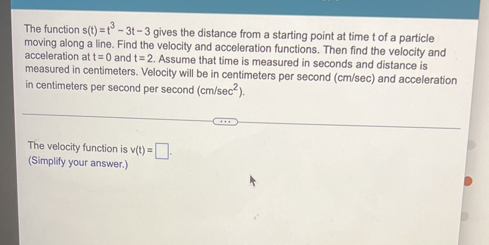 The function s(t) =to - 3t - 3 gives the distance