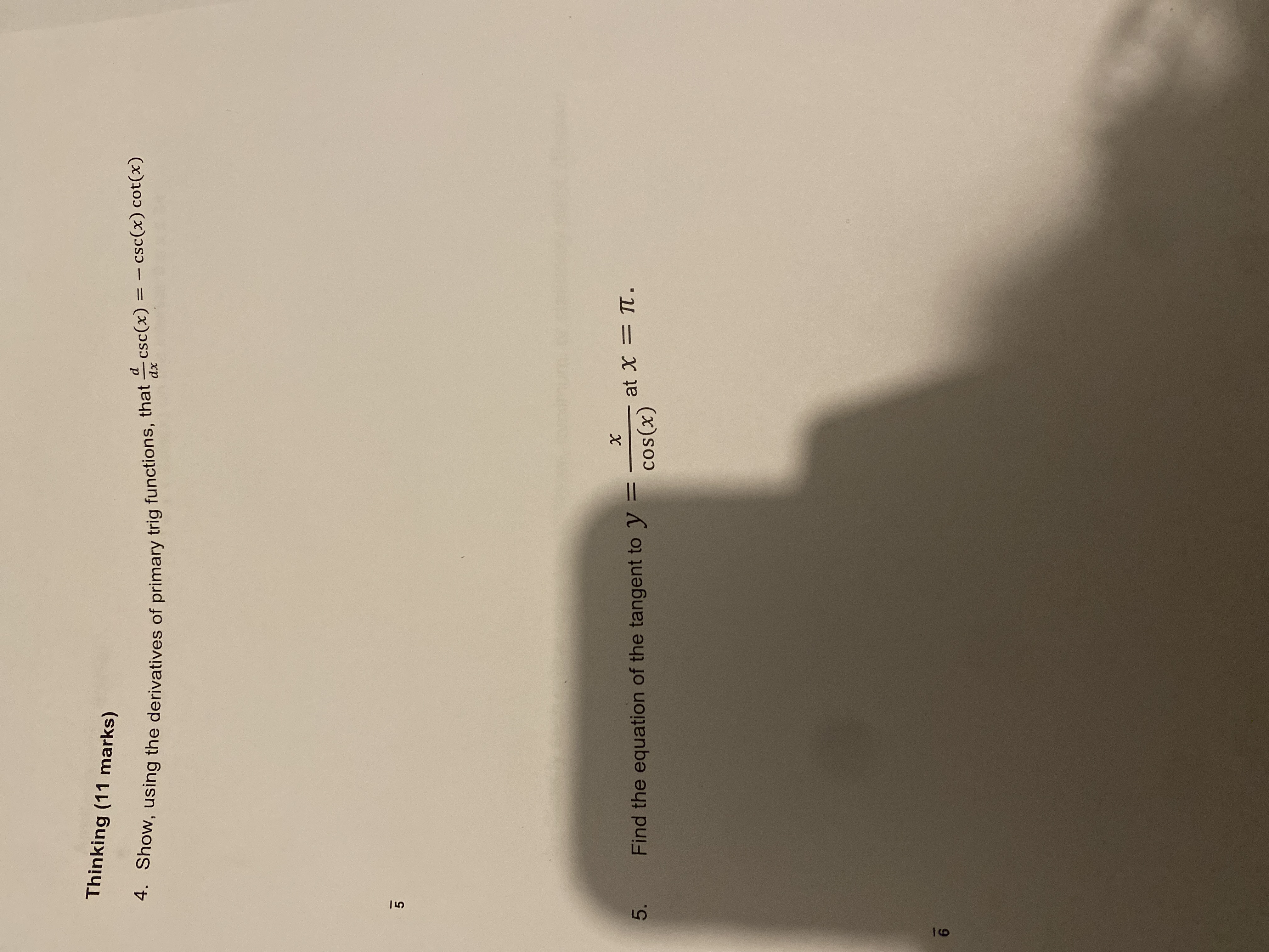 State the following derivatives: (3 marks) i) y' = ii) y" =