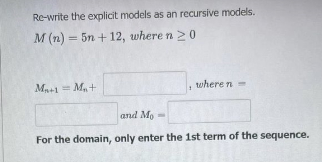 I need help Re-write the explicit models as an recursive models. M