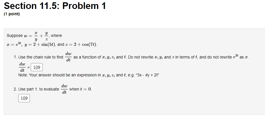 (1 point) Use the chain rule to find = and - TH