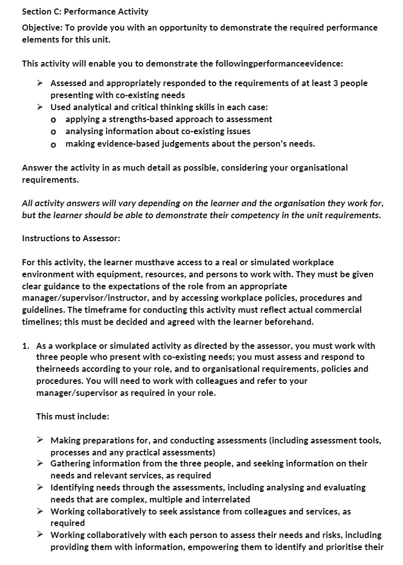 Section (3: Performance Activity Objective: To provide you with an opportunity