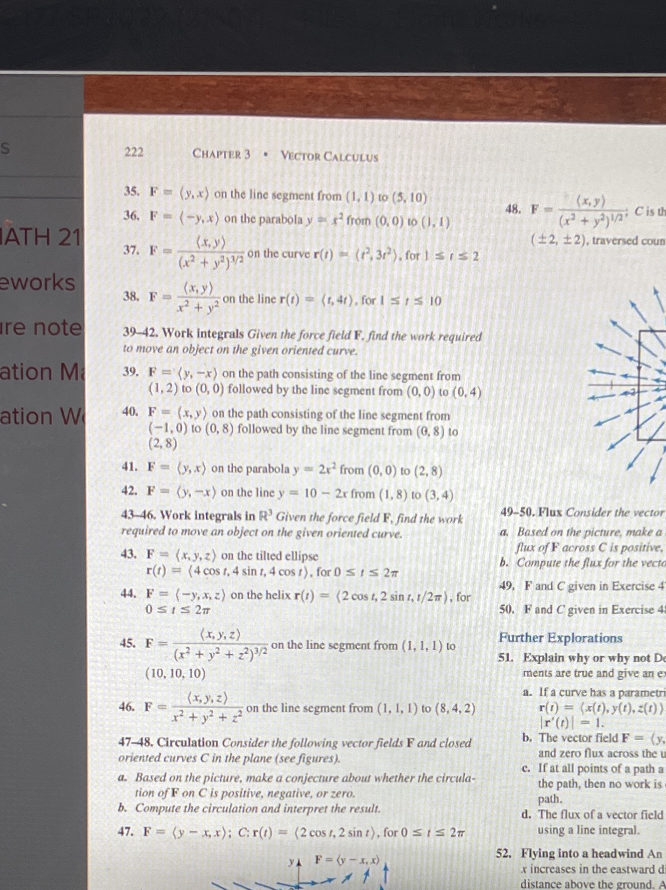36 and 44 please 222 CHAPTER 3 . VECTOR CALCULUS 35. F