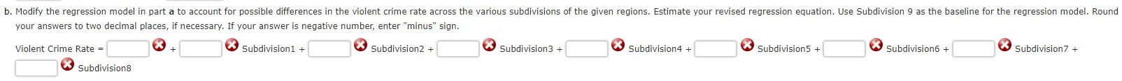 Use Region 4 as the baseline for the regression model. Round your