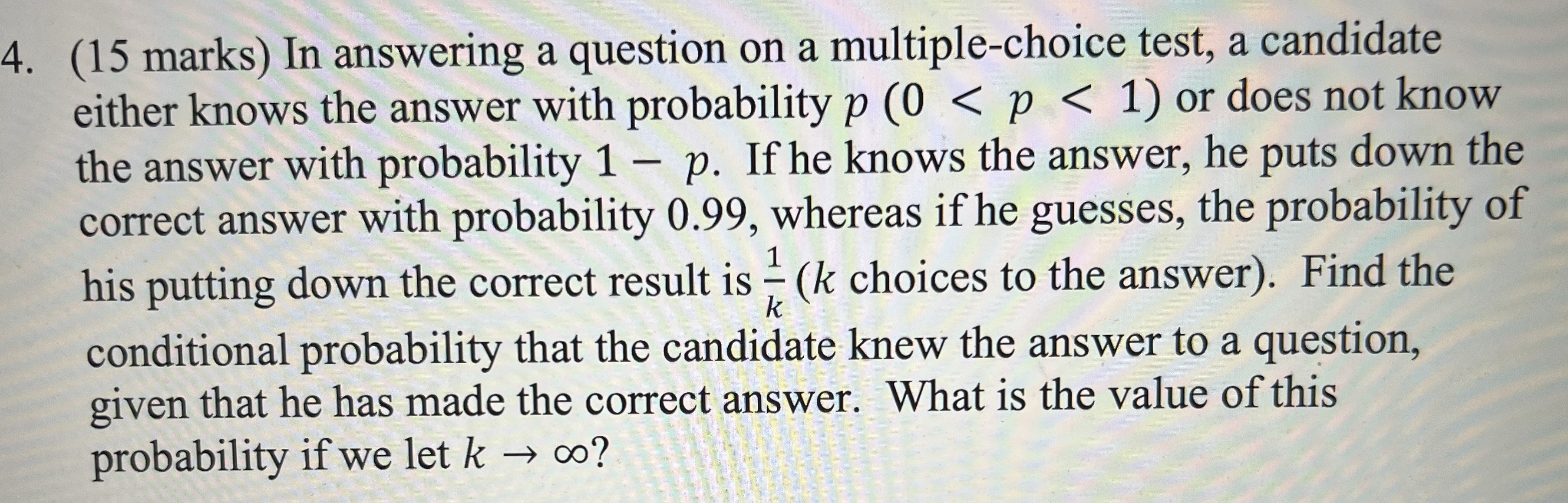 Full step please 4. (15 marks) In answering a question on a