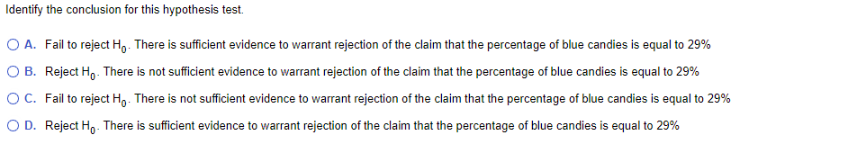 the null and alternative hypotheses for this test. Choose the correct answer