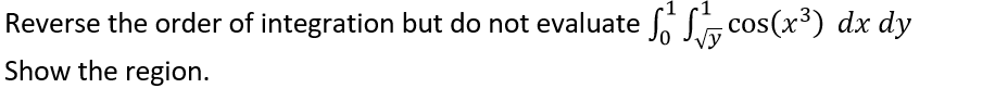 Reverse the order of integration but do not evaluate f f cos(x3)