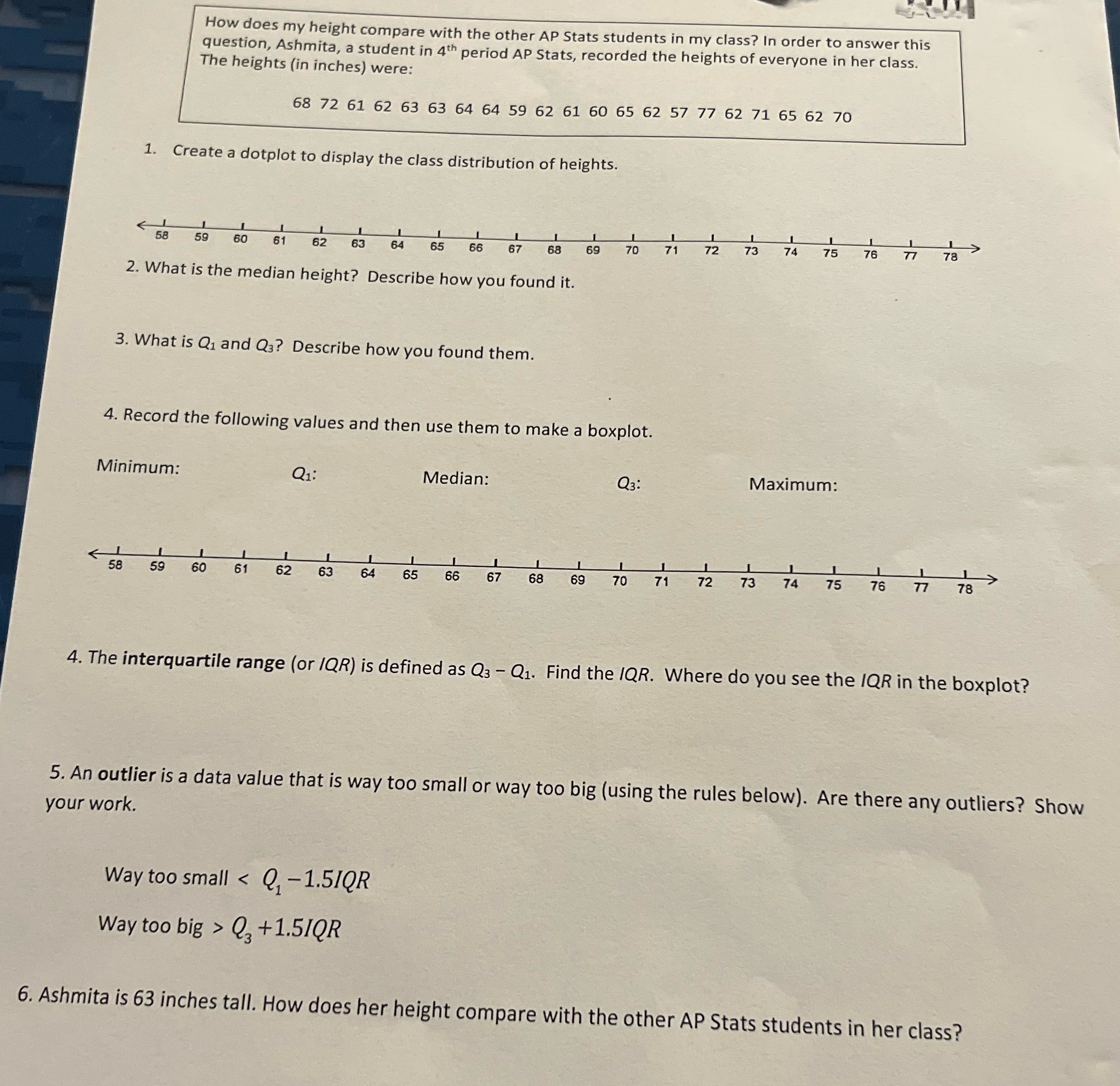  How does my height compare with the other AP Stats students