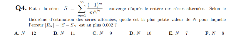Fait : la Srie S converge d' apres le critre des sries