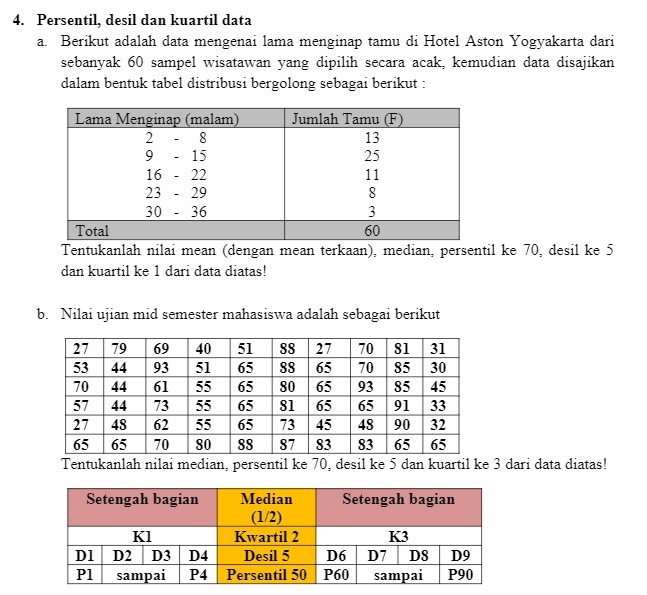4. Persentil, desil dan kuartil data - 36 a. Berikut adalah data