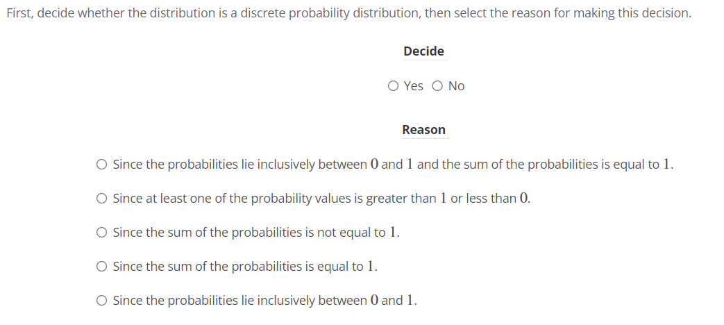 and select the reason why or why not. P(X=x) 0.14 0.35 0.51