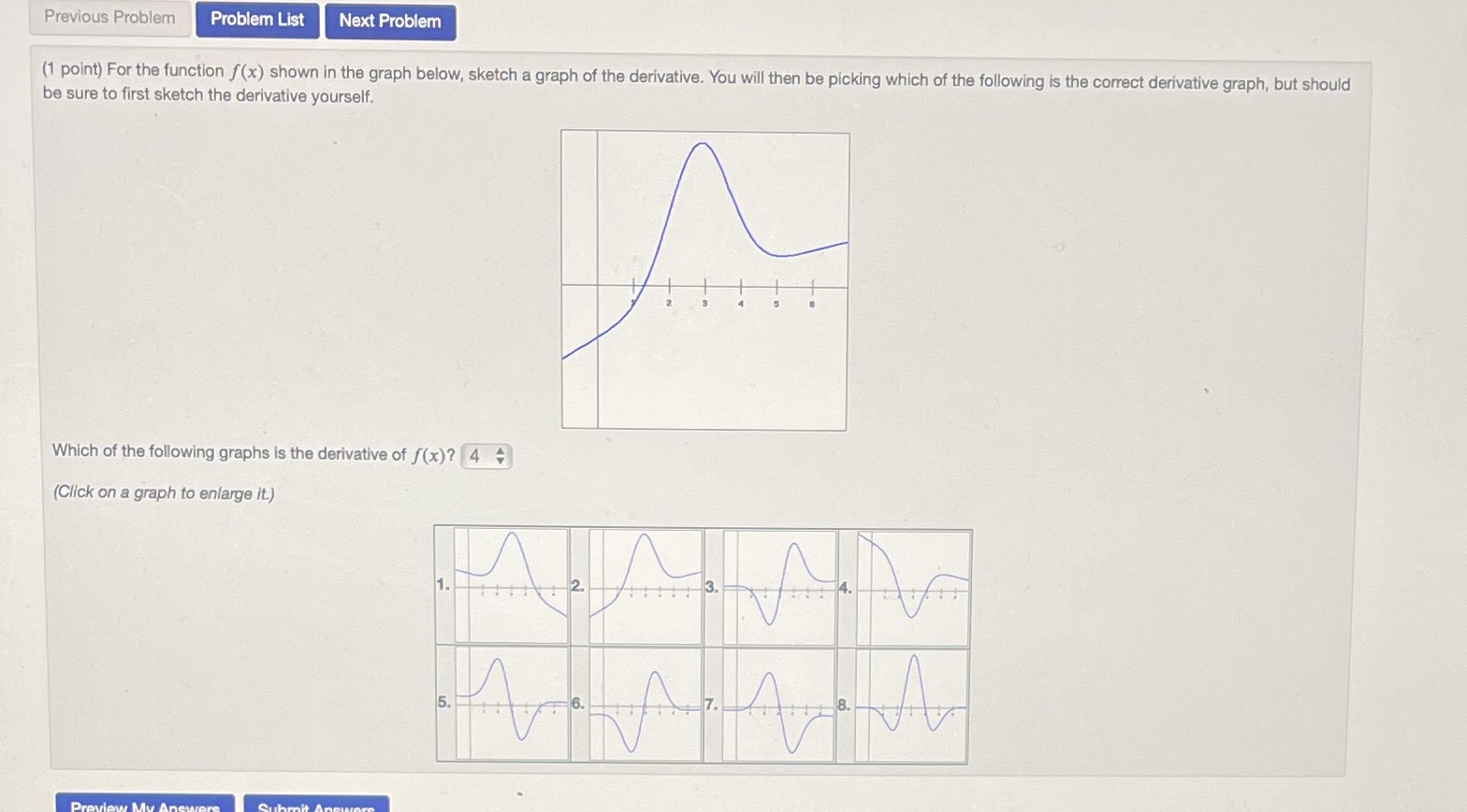  Previous Problem Problem List Next Problem (1 point) For the function