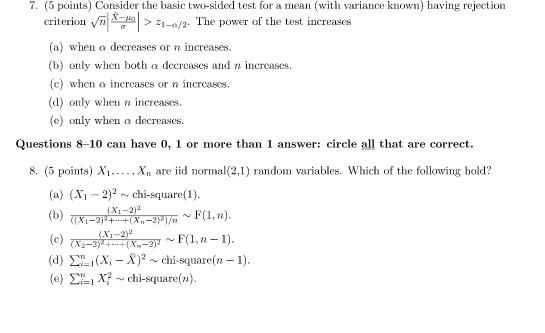 (with variance known) having rejection criterion who > 21 5/2. The power