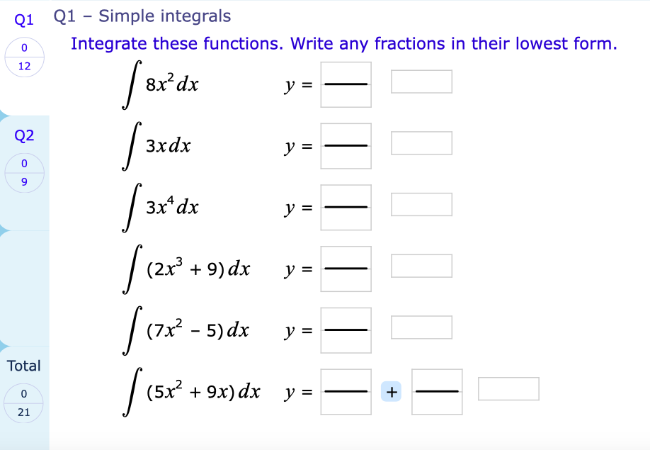 9 3x*dx V = (2x3 + 9 ) dx y = (7x2