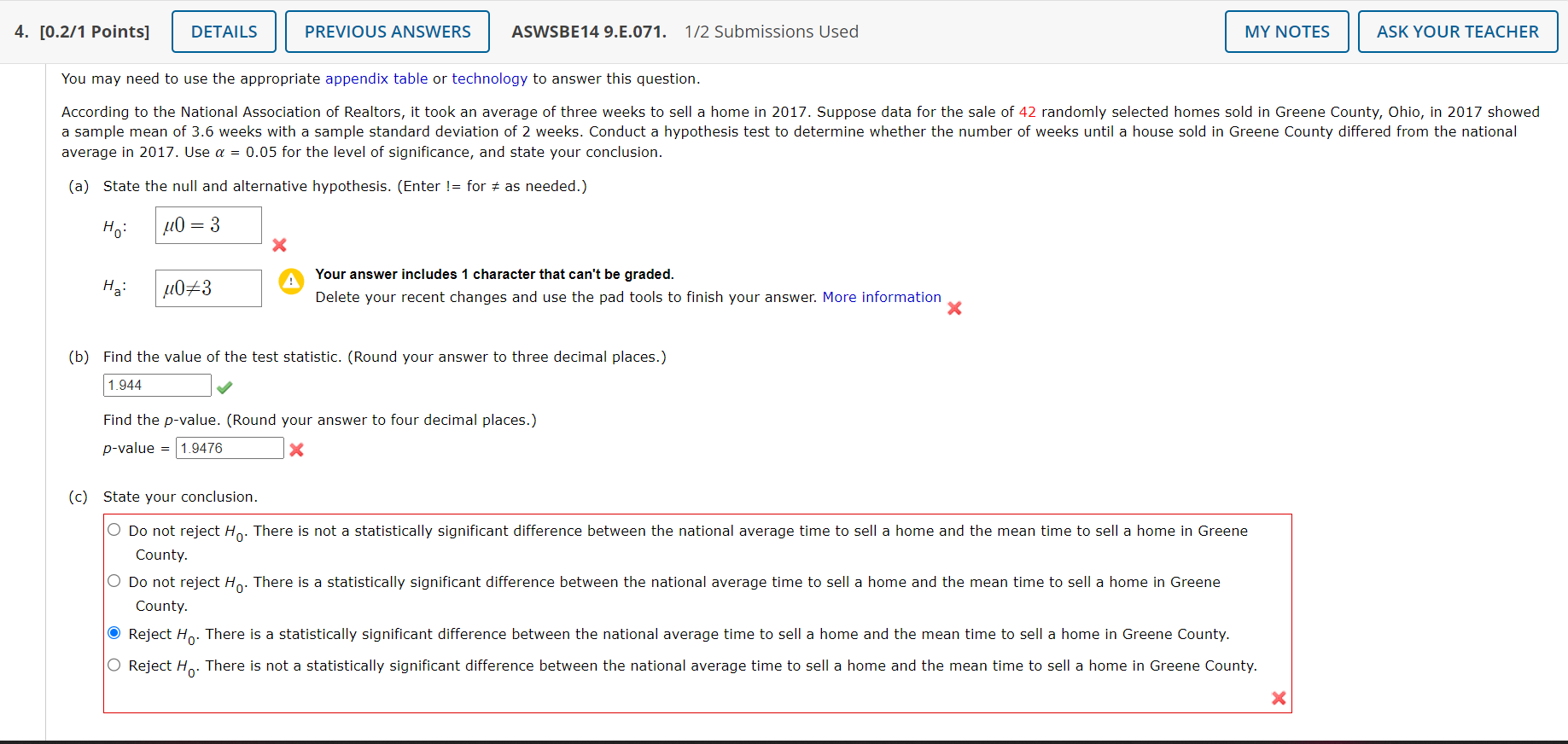Solve clearly.. type the answer 4. [0.2/1 Points] PREVIOUS ANSWERS ASWSBE14 9.E.071.