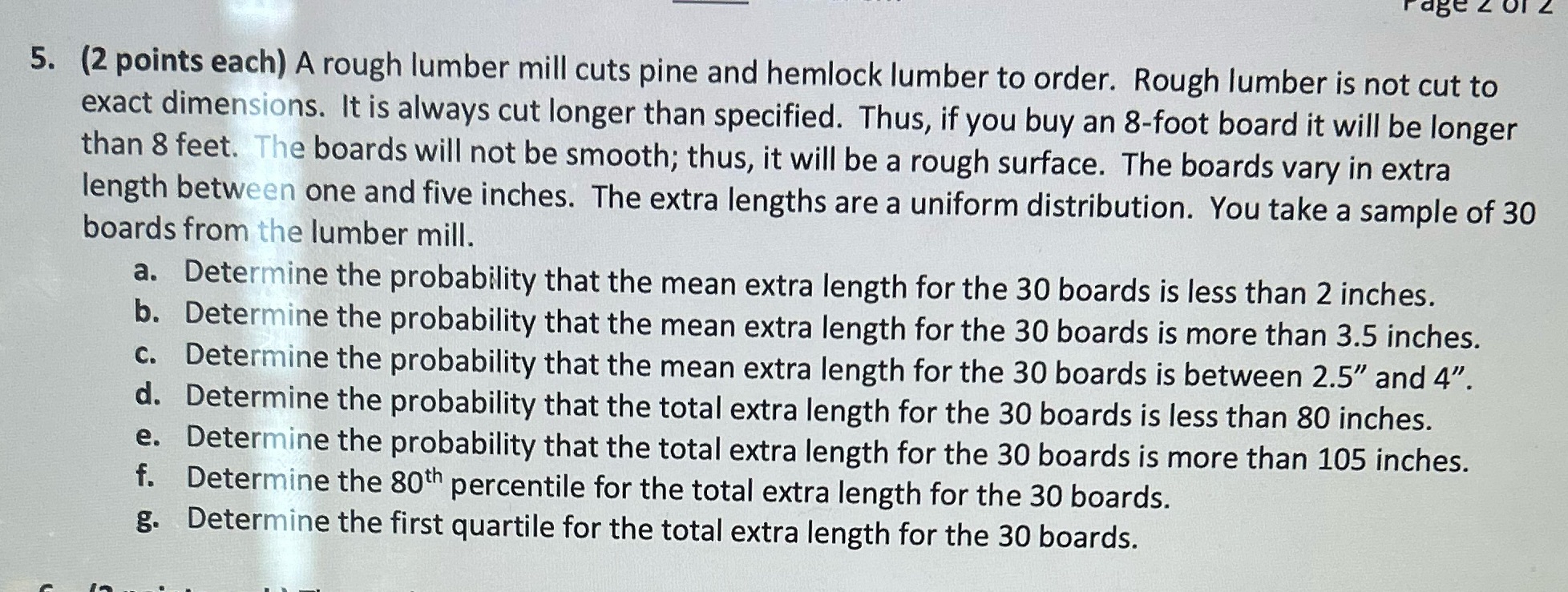 rug: 4 0| 4 5. (2 points each) A rough lumber