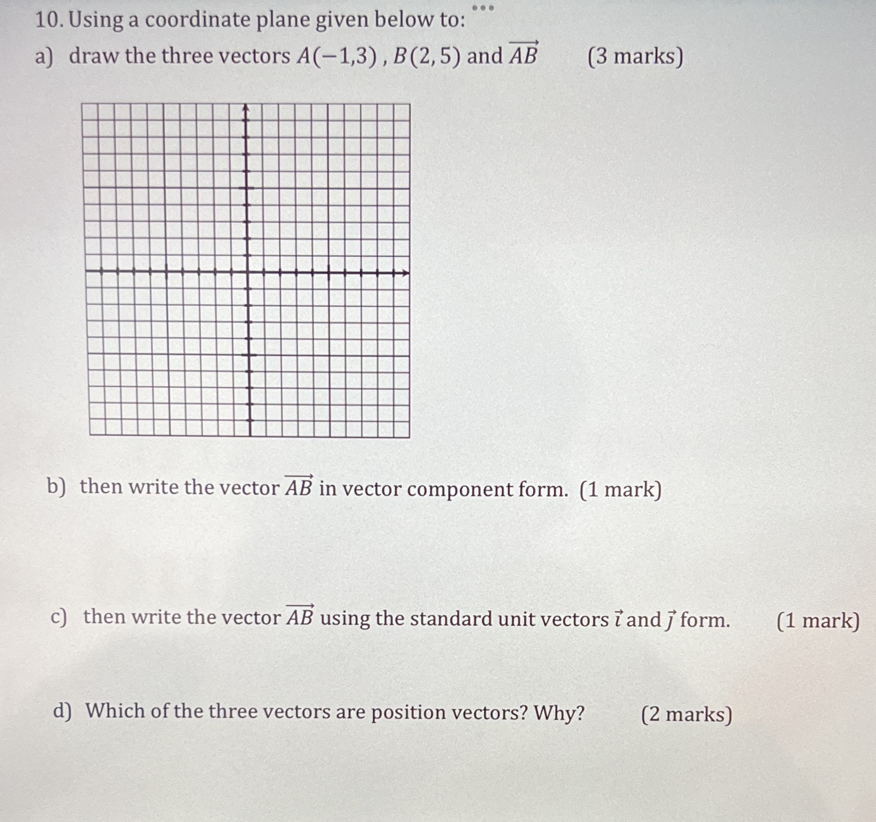  10. Using a coordinate plane given below to: ... a) draw