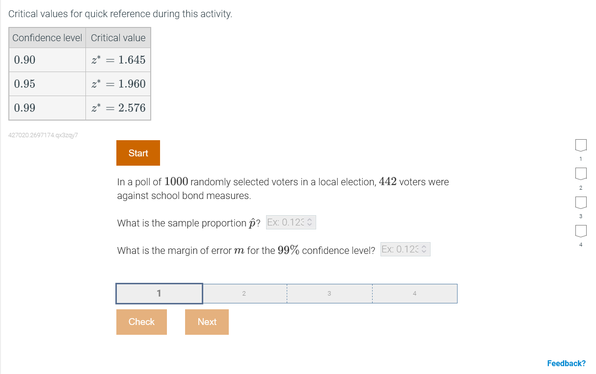 Critical values for quick reference during this activity. Confidence level Critical