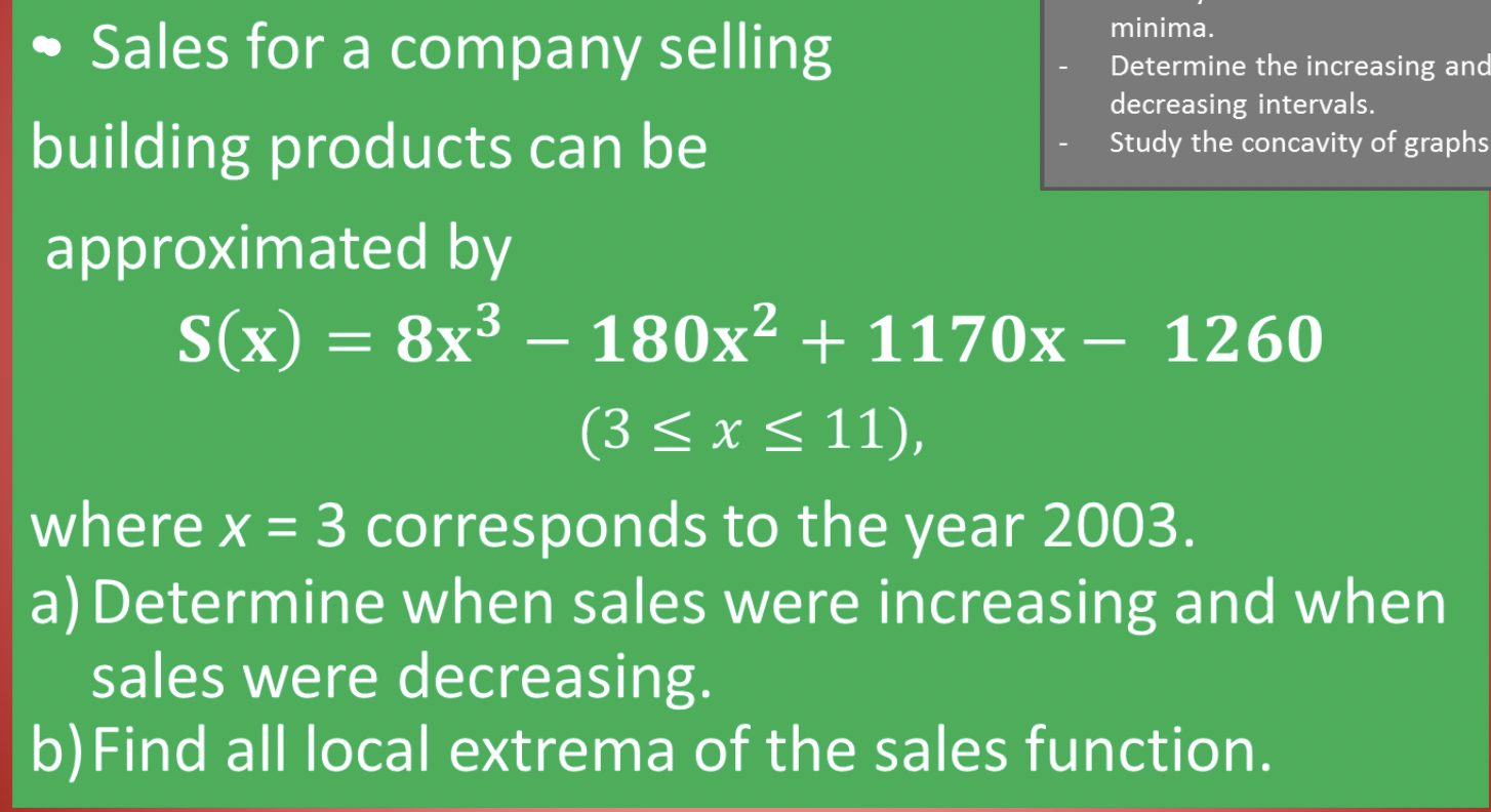 Study the concavity of graphs approximated by S(x) = 8x3 - 180x2