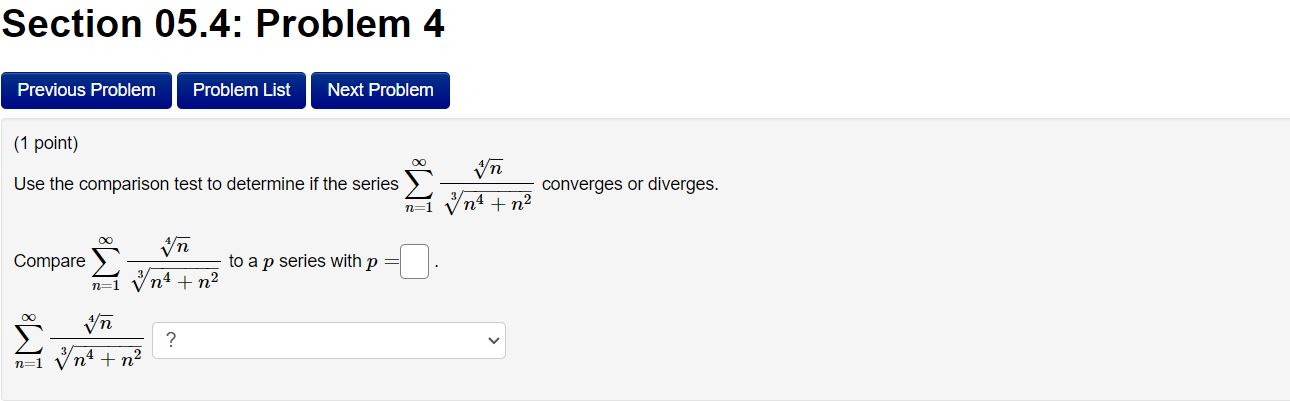 + 112 to a p series with p 2C] _ Compare :