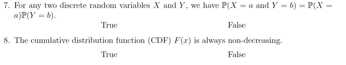 Determine if the given statements are true or false. Please show me