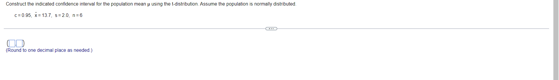 Construct the indicated confidence interval for the population mean u using