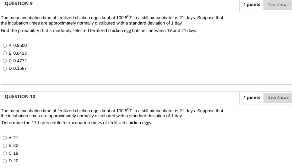 probabilities regarding the sample mean, which one of the following is true?