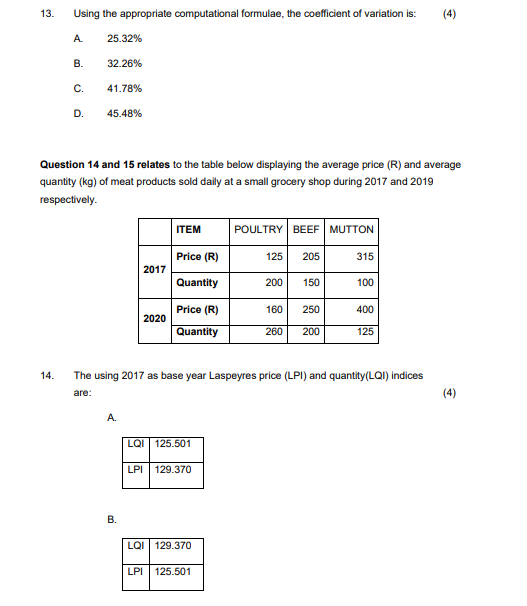 respectively, are (4) A. - 1.06 and 0.502 B. 1.59 and 0.349