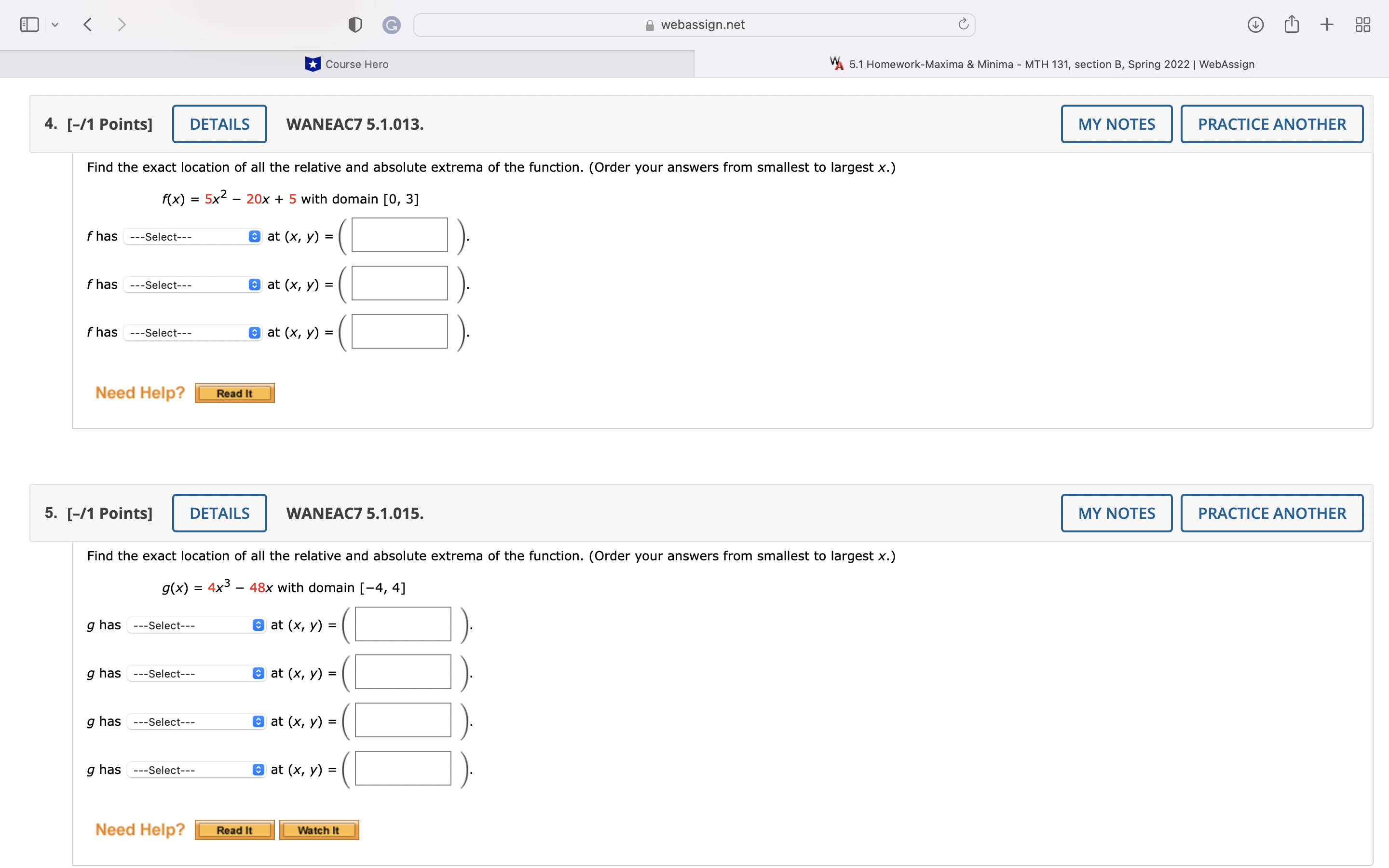 f has ---Select--- O at (x, y) = f has ---Select--- at